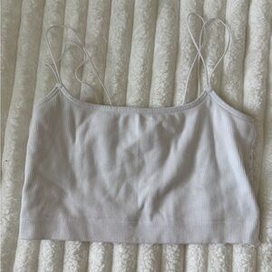 Gilly Hicks Ribbed Spaghetti Strap Crop Top - White